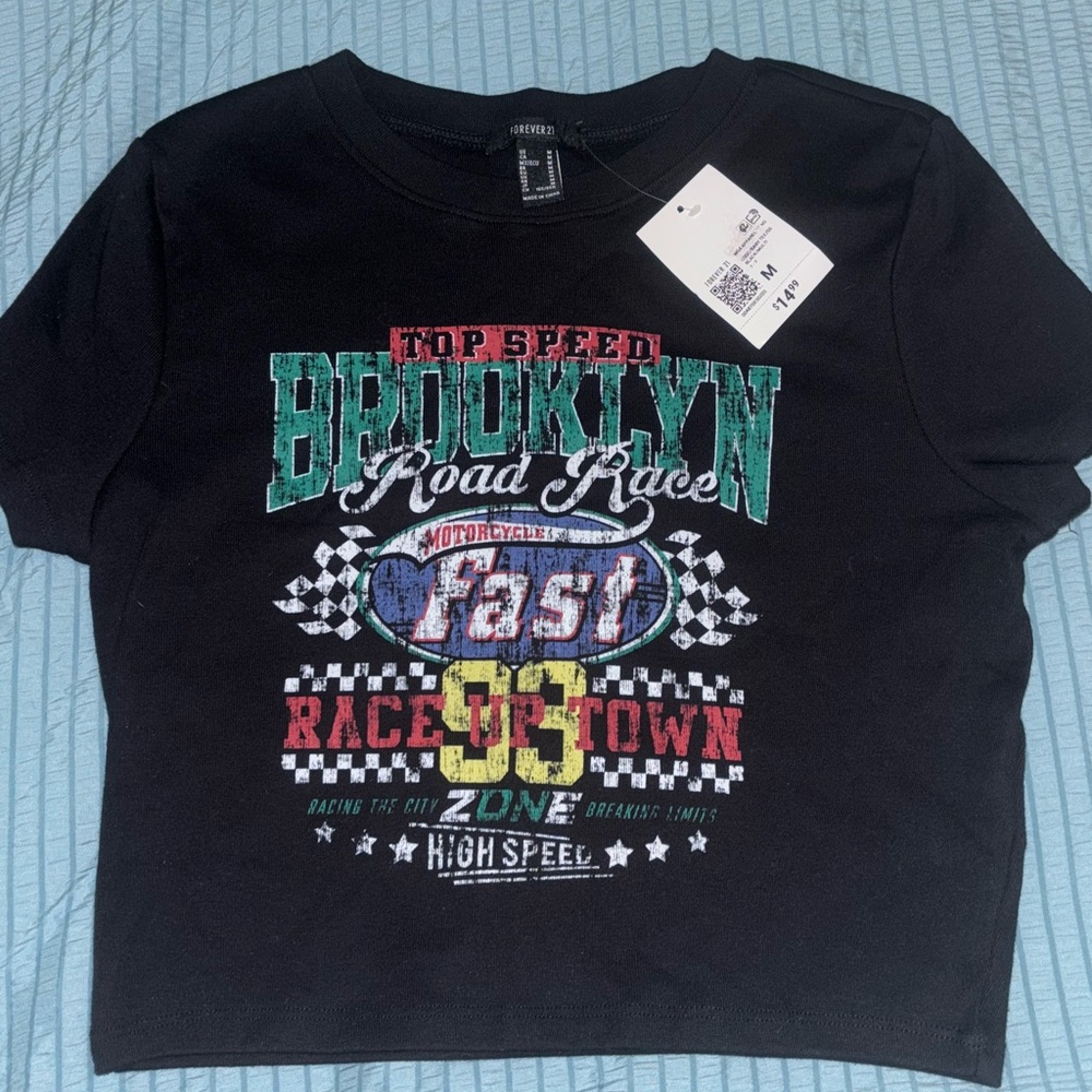 Black and Green Racing Graphic Tee Short Sleeve